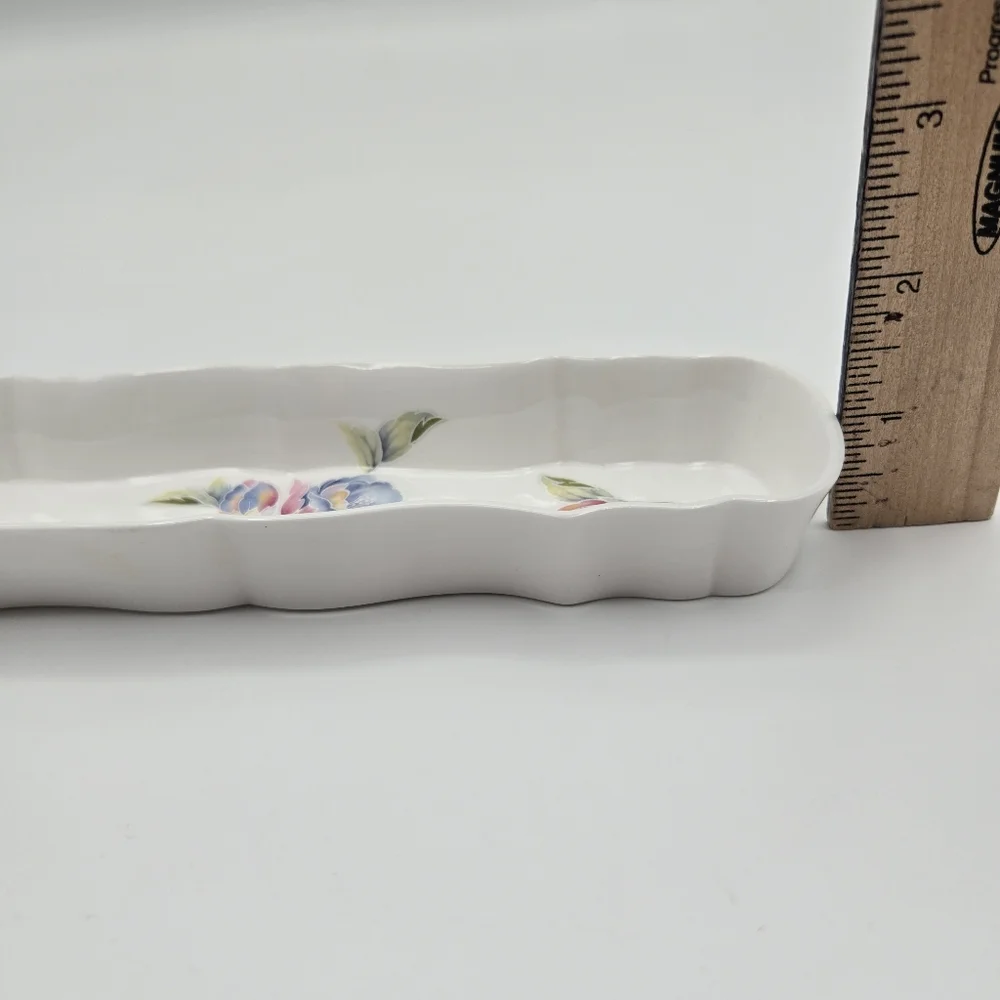 Vintage Hammersley England Fine Bone China Floral Butterfly Olive Mint Dish Tray